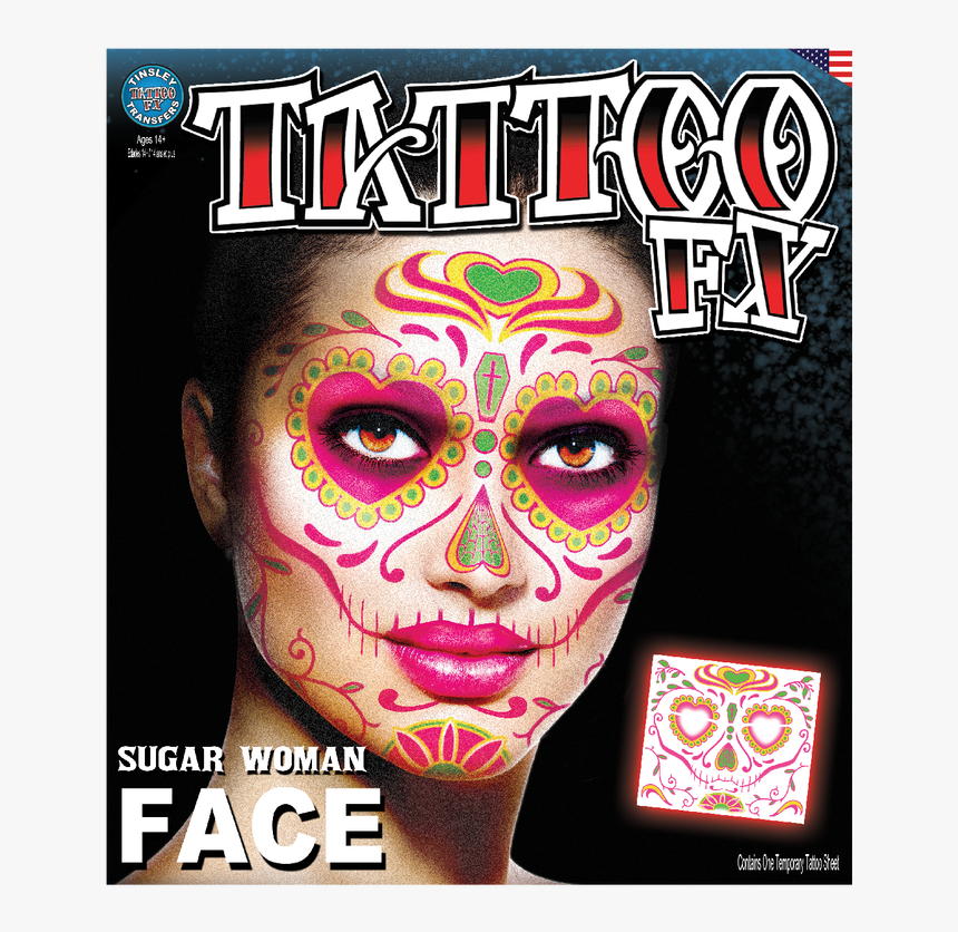 Sugar Woman Face Tattoo 1 - Temporary Face Tattoos, HD Png Download, Free Download