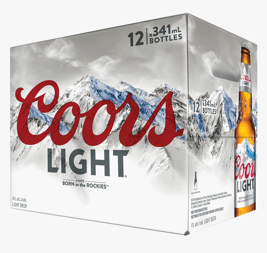 Coors Light 12 X 341 Ml - 12 Pack Coors Light Bottles, HD Png Download, Free Download