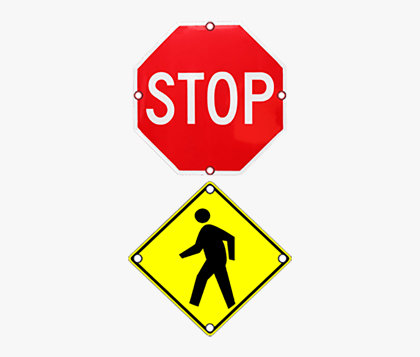Ts40 Flashing Stop And Pedestrian Warning Combo Sign - R1 1 Stop Sign, HD Png Download, Free Download