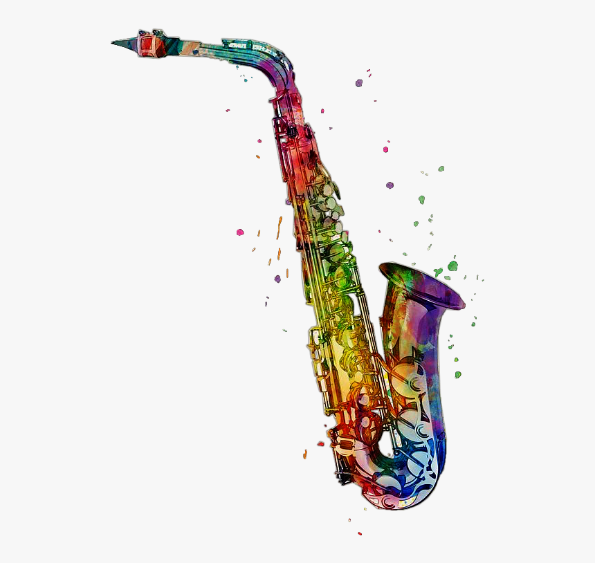#saxophone #abstract #sticker #paint #freetoedit #freetoedit - Watercolor Saxophone Png, Transparent Png, Free Download