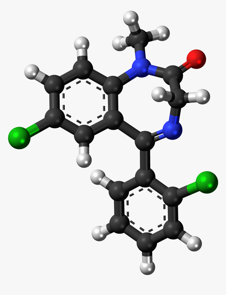Diclazepam Molecule Ball - 1 2 3 Trichlorobenzene 3d, HD Png Download, Free Download