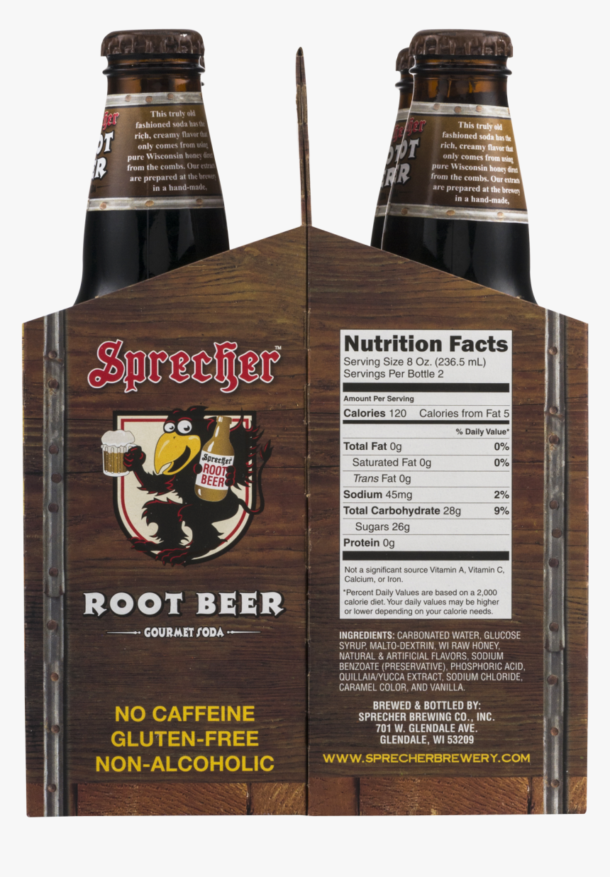 Sprecher Gluten-free Root Beer Gourmet Soda, 16 Fl - Sprecher's Root Beer Fire Brewed Caffeine, HD Png Download, Free Download