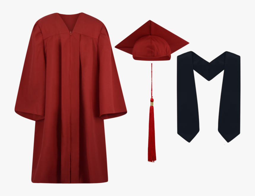Cap And Gown, Cap Gown And Tassel, Graduation, Stole, - Red Graduation Robe Png, Transparent Png, Free Download