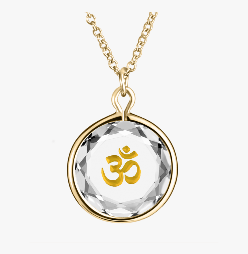 Om, The Yoga Symbol, Engraved In White Swarovski Crystal - Necklace, HD Png Download, Free Download