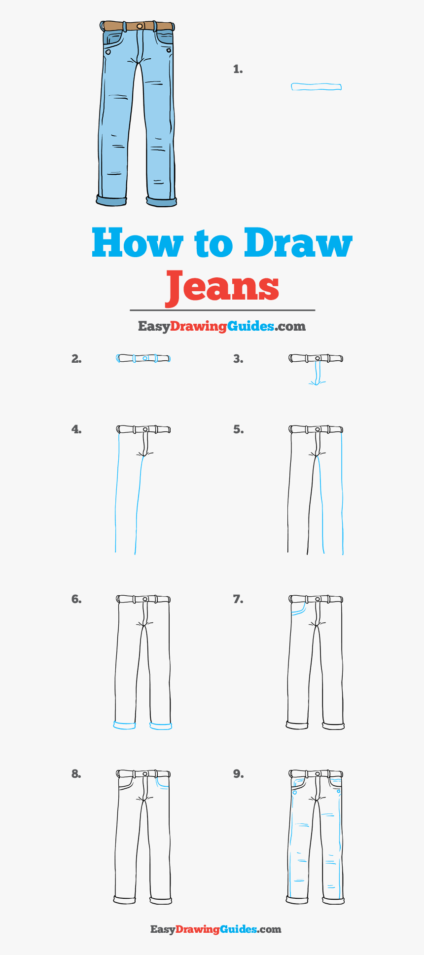 How To Draw Jeans - Draw A Hoodie Easy, HD Png Download, Free Download