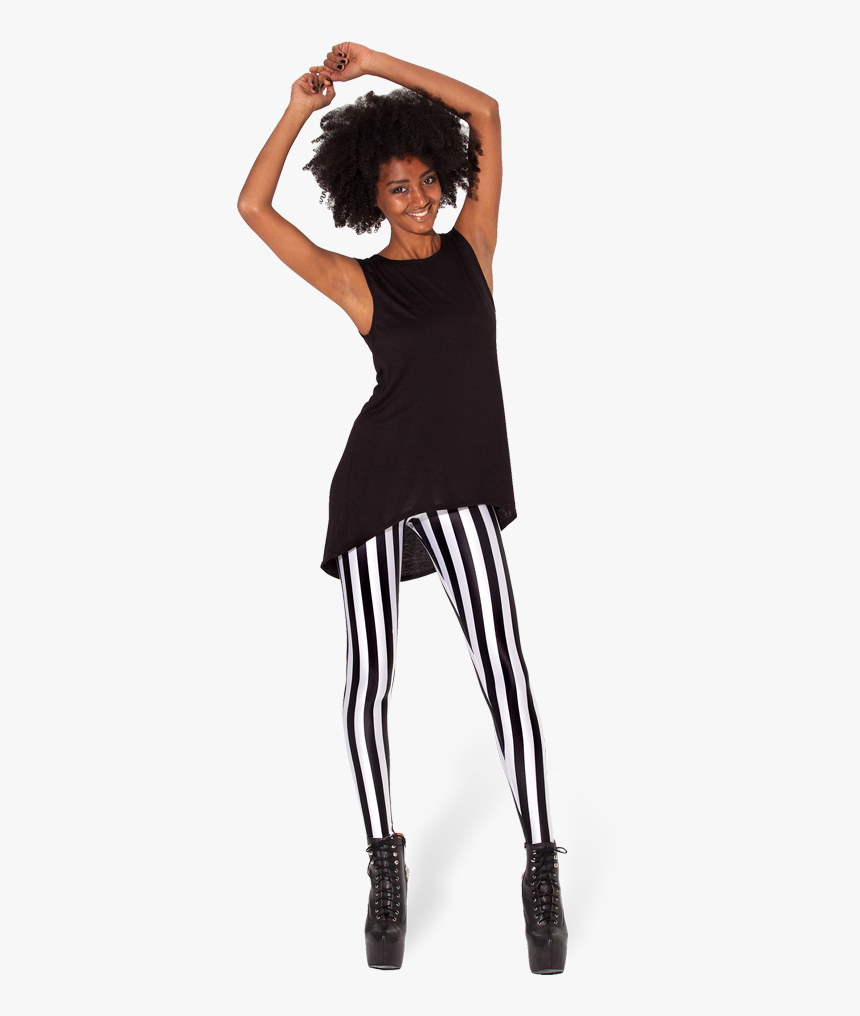 Beetlejuice Leggings Black Milk Clothing - Leggings Black And White Striped Pants Outfit, HD Png Download, Free Download