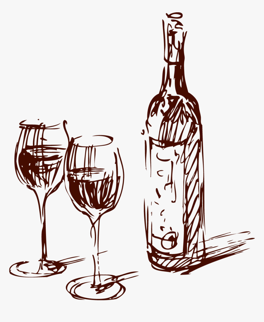 Wine Oak Barrel Common Grape Vine Whiskey - Bottle Of Wine Drawing Png, Transparent Png, Free Download