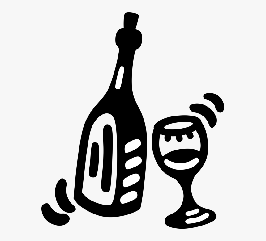 Vector Illustration Of Alcohol Beverage Bottle Of Wine, HD Png Download, Free Download
