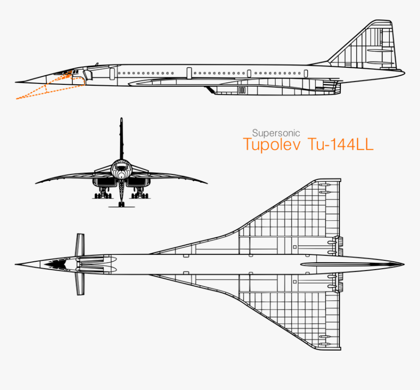 Transparent Jet Plane Clipart - Tupolev Tu 144 Blueprint, HD Png Download, Free Download