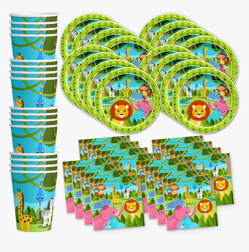 Jungle Animals Birthday Party Tableware Kit For 16 - Birthday Galore, HD Png Download, Free Download