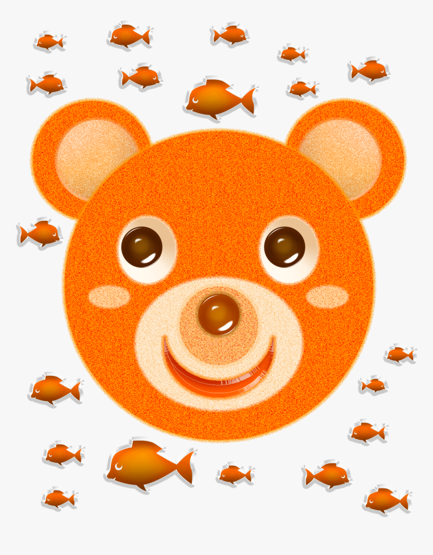 Orange Bear Face And Fish - Green Bear Face, HD Png Download, Free Download
