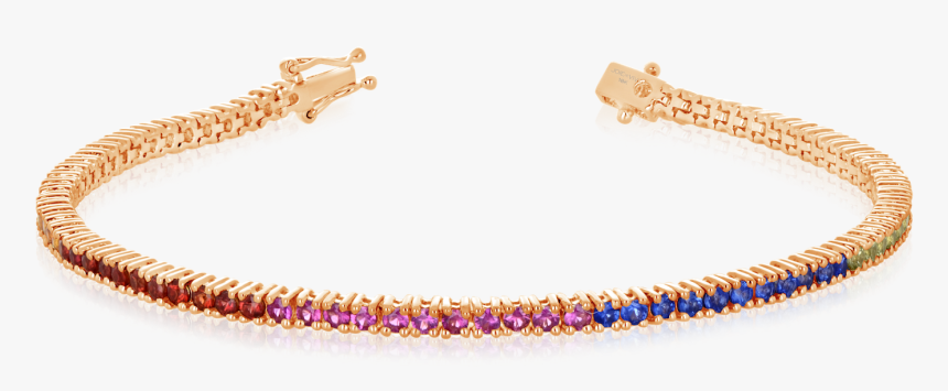 5ct Rainbow Sapphire Tennis Bracelet - Bijenkorf Pinkring, HD Png Download, Free Download