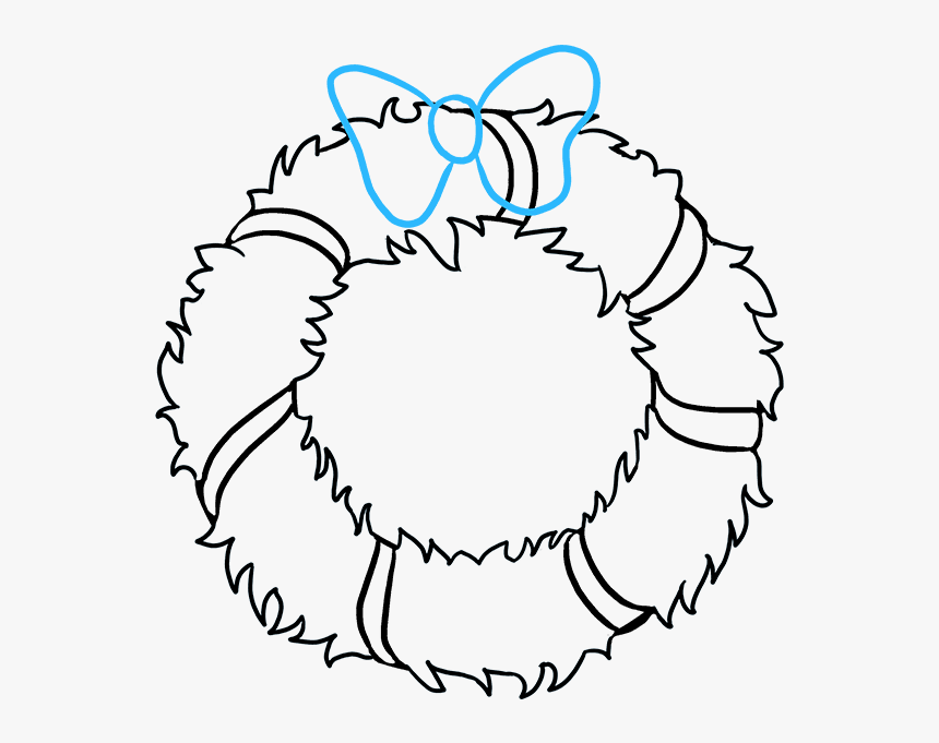 How To Draw Christmas Wreath - Christmas Wreath Drawing Easy, HD Png Download, Free Download