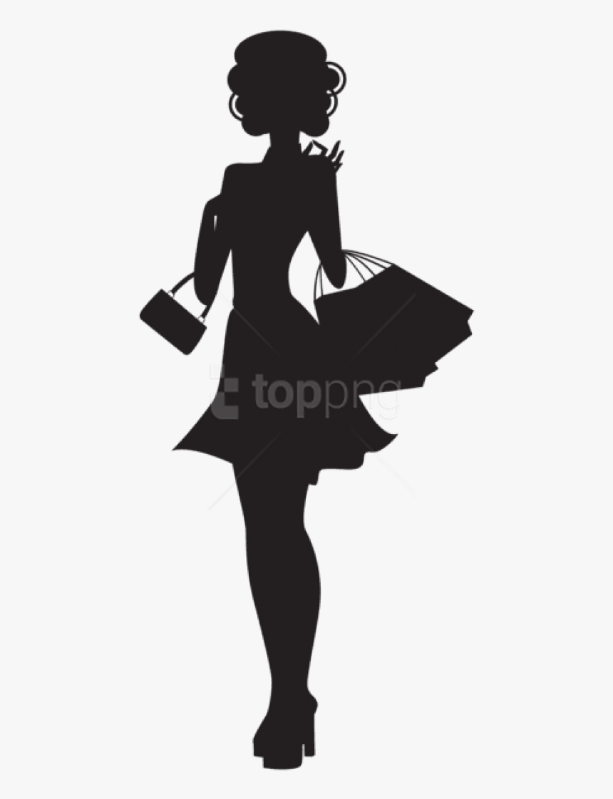 Free Png Shopping Woman Silhouette Png Png - Woman Shopping Silhouette Clipart, Transparent Png, Free Download