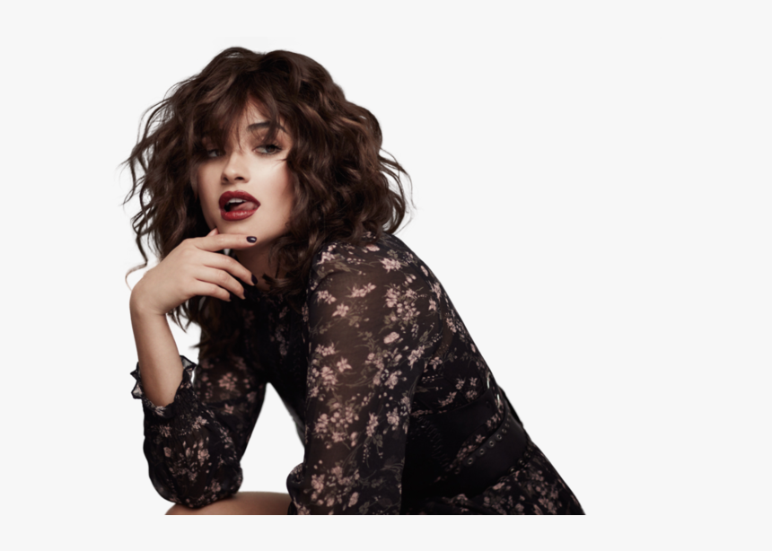 Shay Mitchell Transparent Background - Long Curly Hair Short Bangs, HD Png Download, Free Download