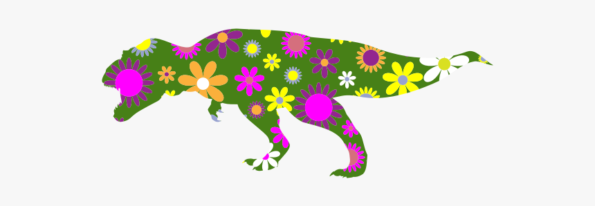 Retro Floral Tyrannosaurus Rex - Tyrannosaurus, HD Png Download, Free Download