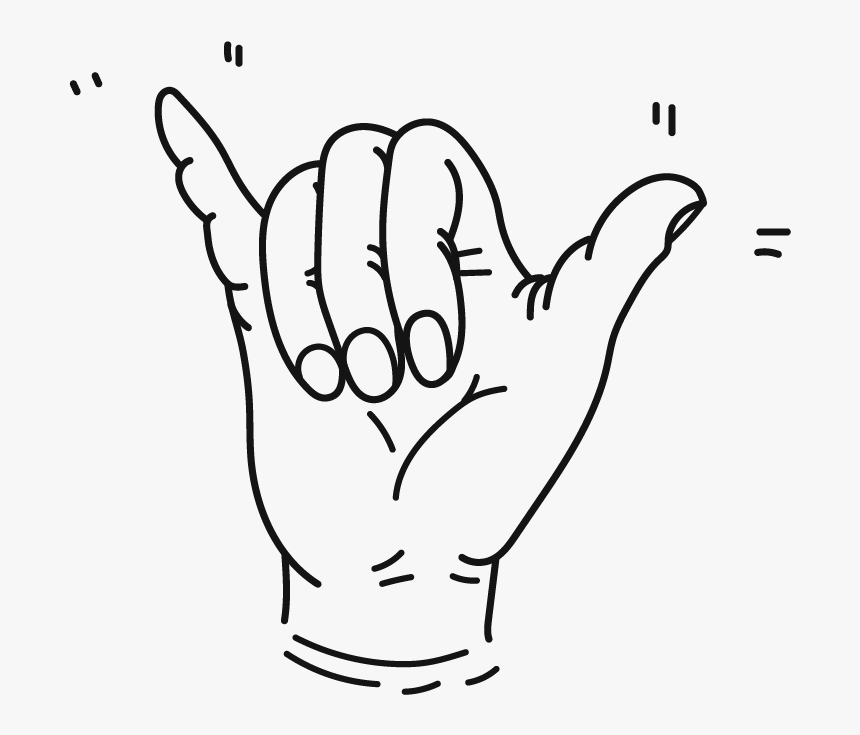 Shaka Hand Logo 10 - Line Art, HD Png Download, Free Download