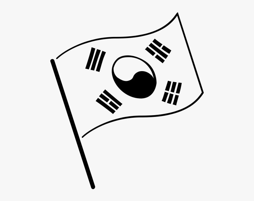 Flag Of South Korea Black And White , Png Download - South Korea Flag Black And White, Transparent Png, Free Download