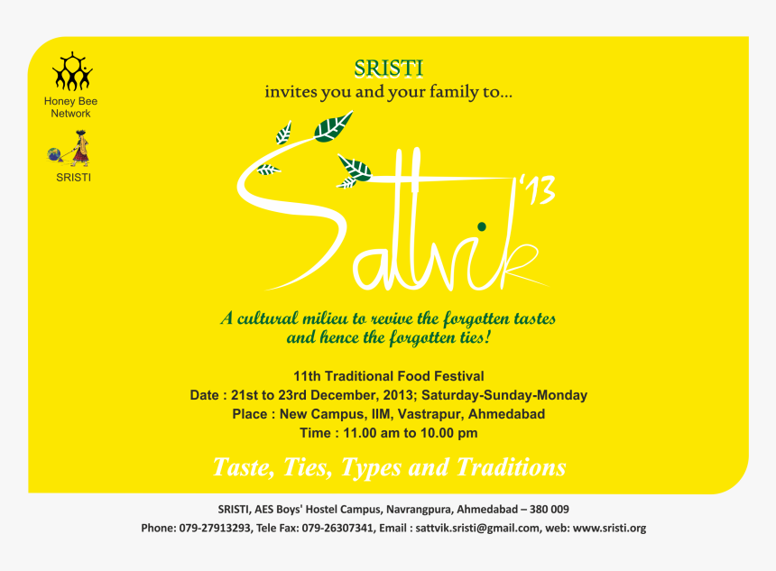 Satvik 13 Front - Satvik Food Festival Ahmedabad, HD Png Download, Free Download