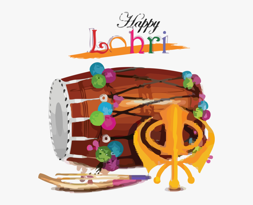 Transparent Lohri Drum Hand Drum Membranophone For - Happy Birthday, HD Png Download, Free Download