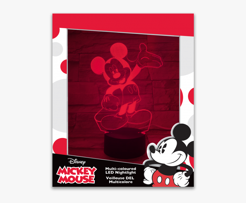 Mickey Mouse Multi-coloured Led Night Light - Illustration, HD Png Download, Free Download