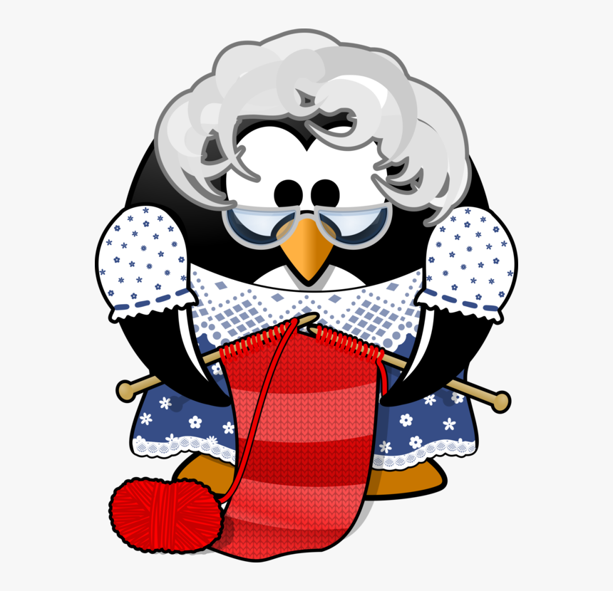 Knitting Clipart Handicraft - Grandma Penguin, HD Png Download, Free Download