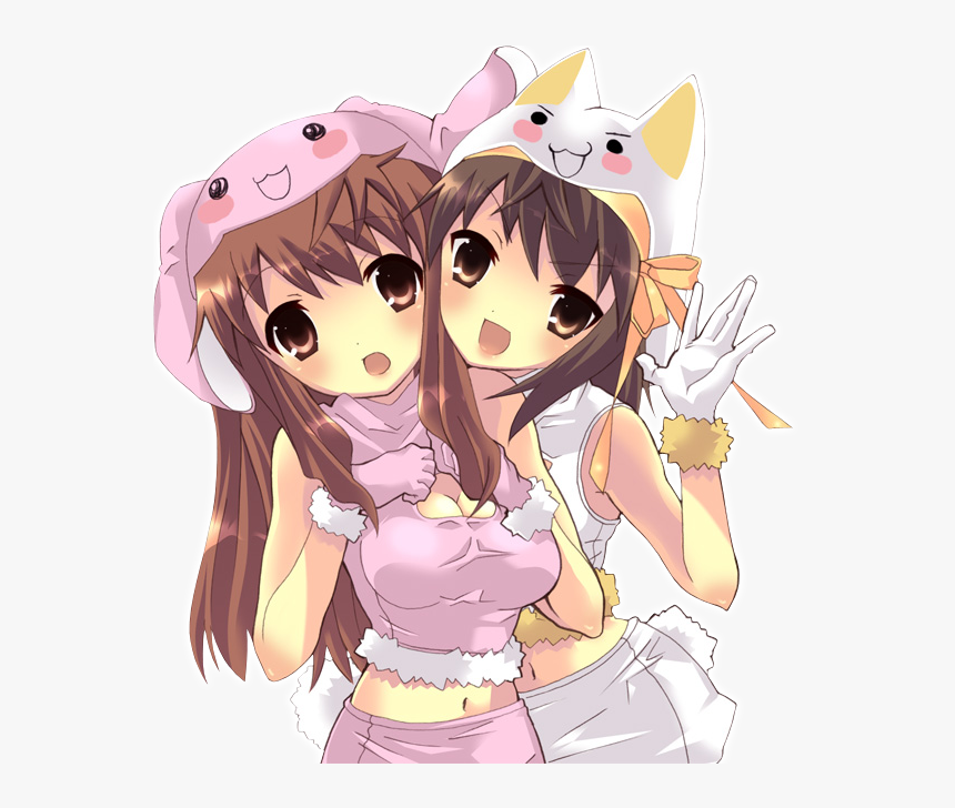 2 Anime Girl Best Friends, HD Png Download - kindpng