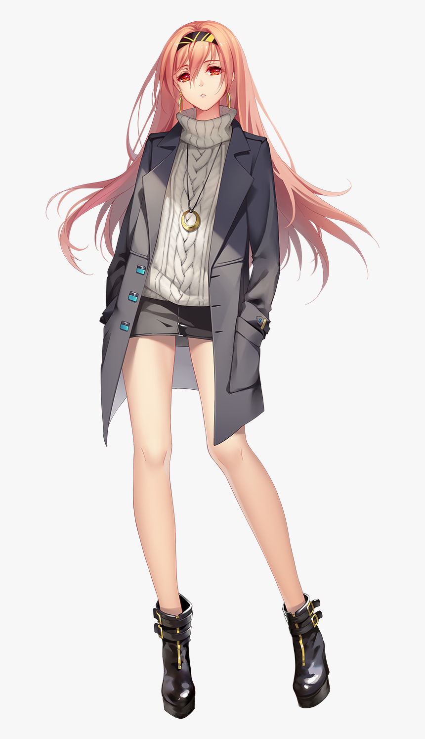 Anime Girl Full Body , Png Download - Casual Anime Girl Red Hair, Transparent Png, Free Download