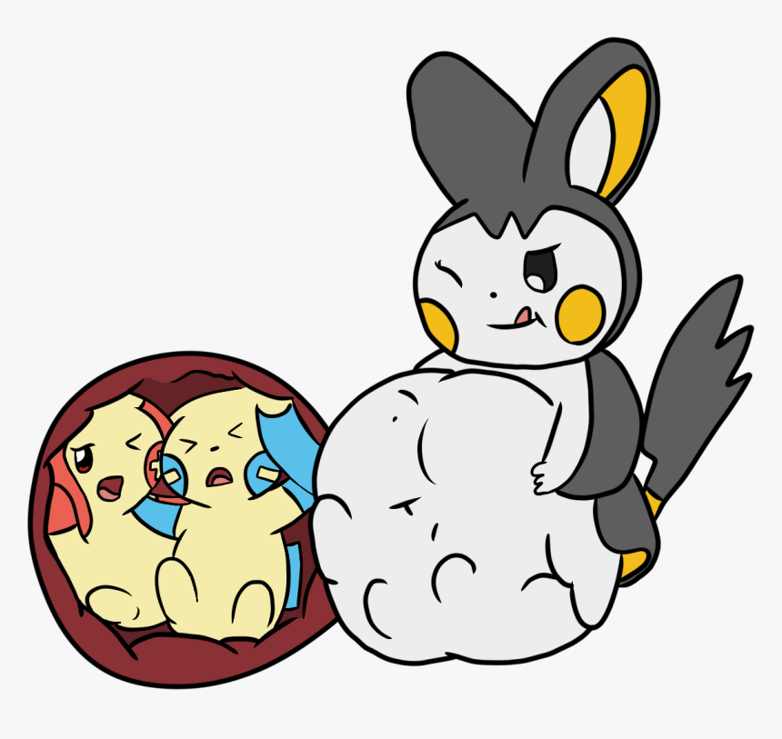 [ink, By Purpulear] Energizing Meal - Emolga Vore Minun, HD Png Download, Free Download