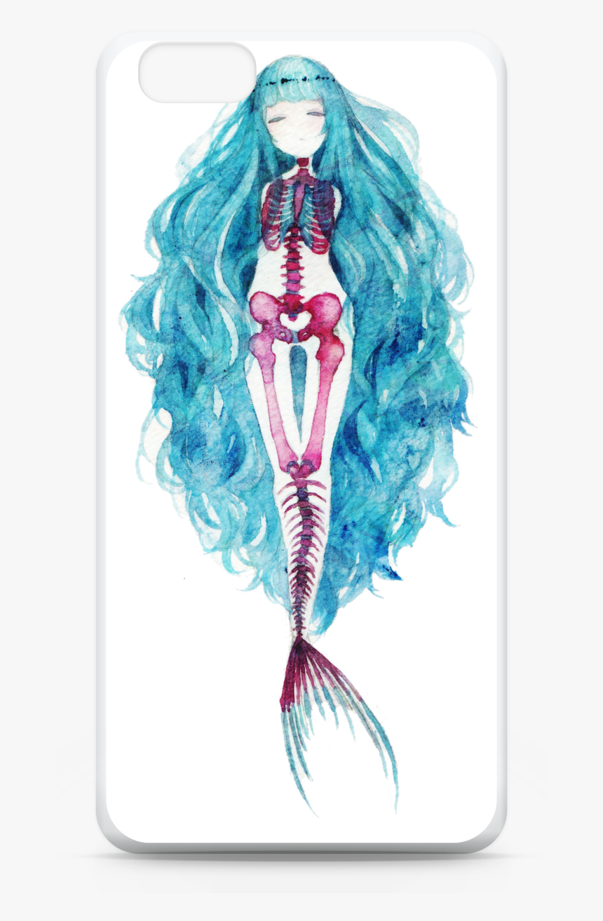Mermaid Watercolor Painting Drawing Art - Watercolor Skeleton Mermaid, HD Png Download, Free Download