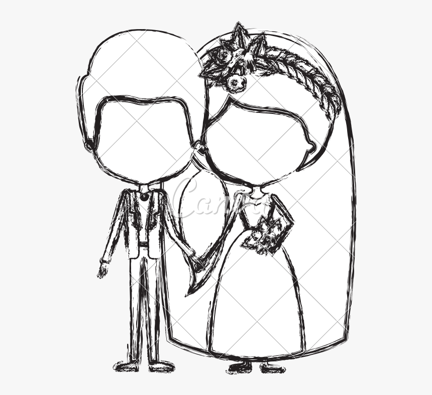 Faceless Newly Married Couple Illustration - Marriage Mag Asawa Drawing, HD Png Download, Free Download