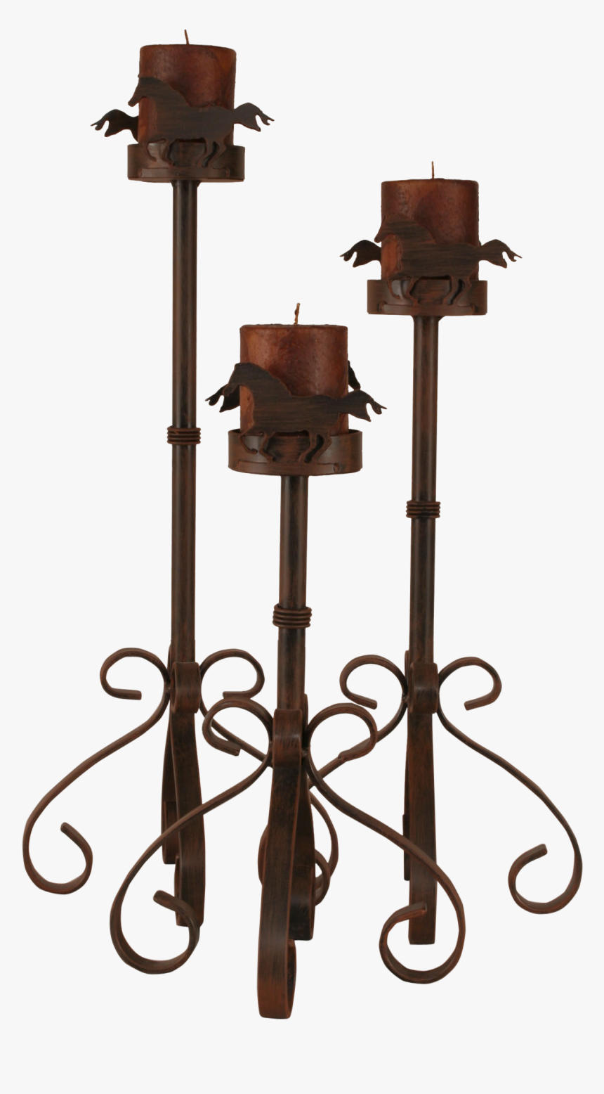 Rust Streak Iron S Leg Candle Set W/ Horse Accent - Sconce, HD Png Download, Free Download