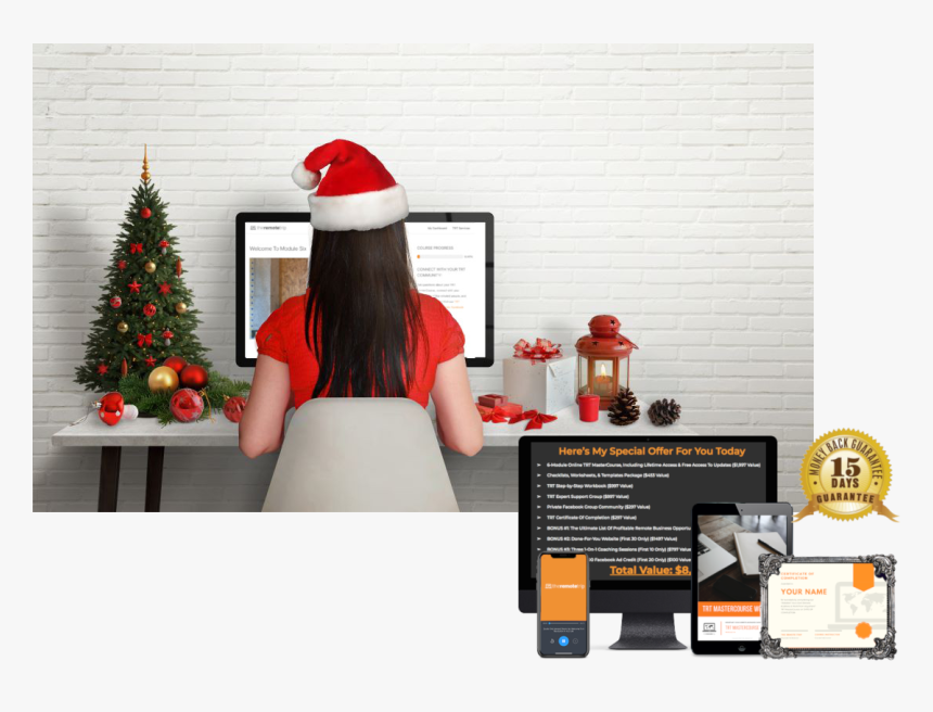 Christmas Hat At Computer, HD Png Download, Free Download