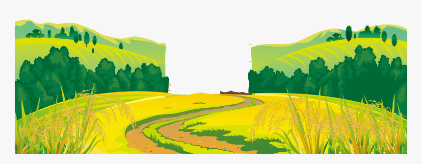 Windmill Farm Landscape - Cartoon Rice Field Background, HD Png Download -  kindpng