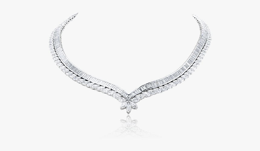 44 Ctw Diamond Prong & Channel Set Tennis Necklace - Necklace, HD Png Download, Free Download