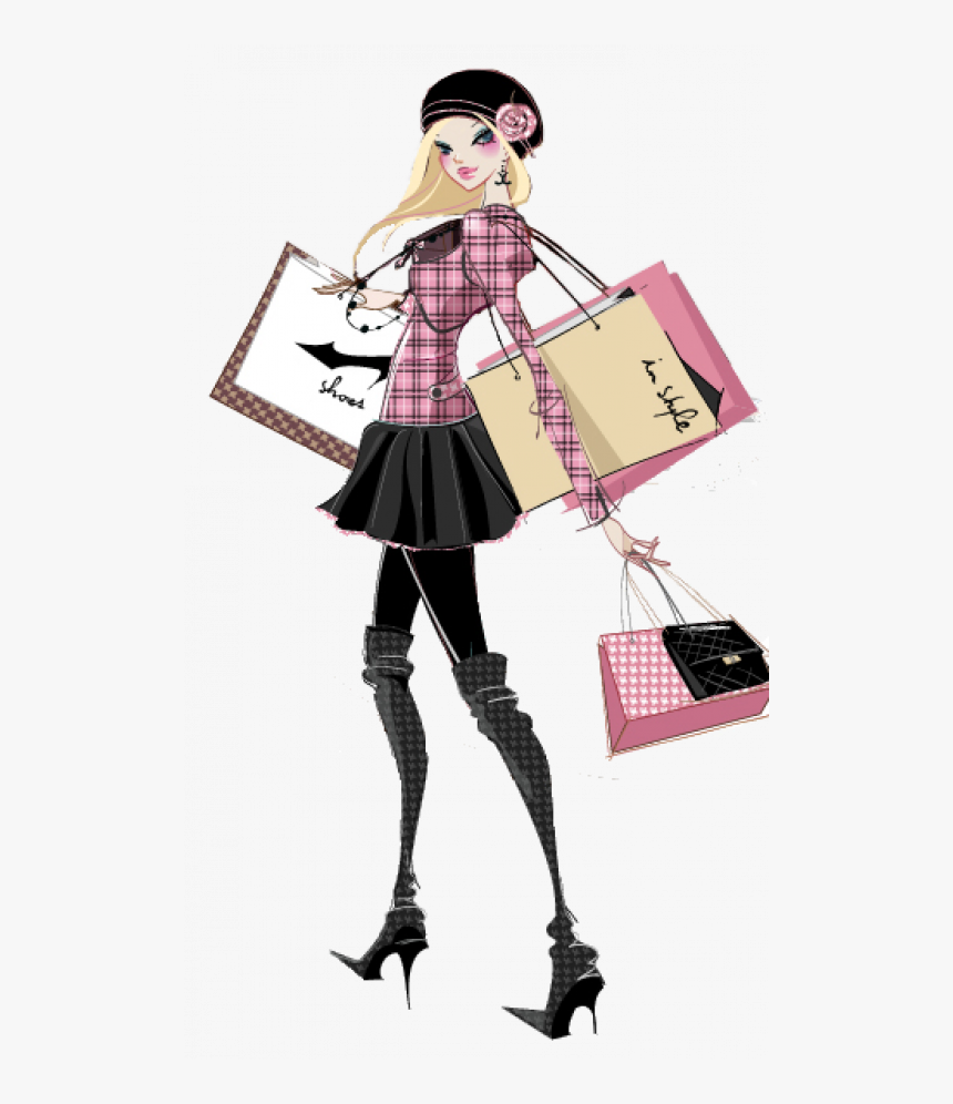 Fashion Shopping Girl Sketch, HD Png Download, Free Download