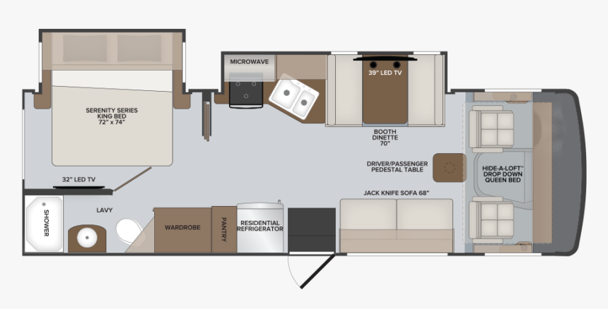 Floorplan 28a - 2019 Holiday Rambler Admiral 32s Floor Plan, HD Png Download, Free Download