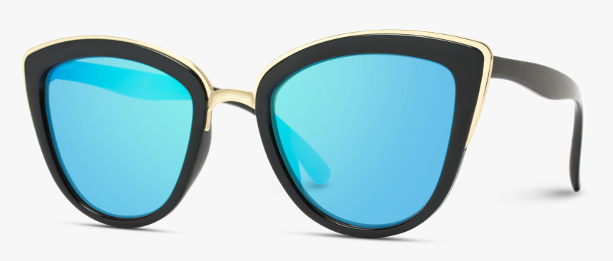Blue Mirrored Lens Cat Eye Sunglasses, HD Png Download, Free Download