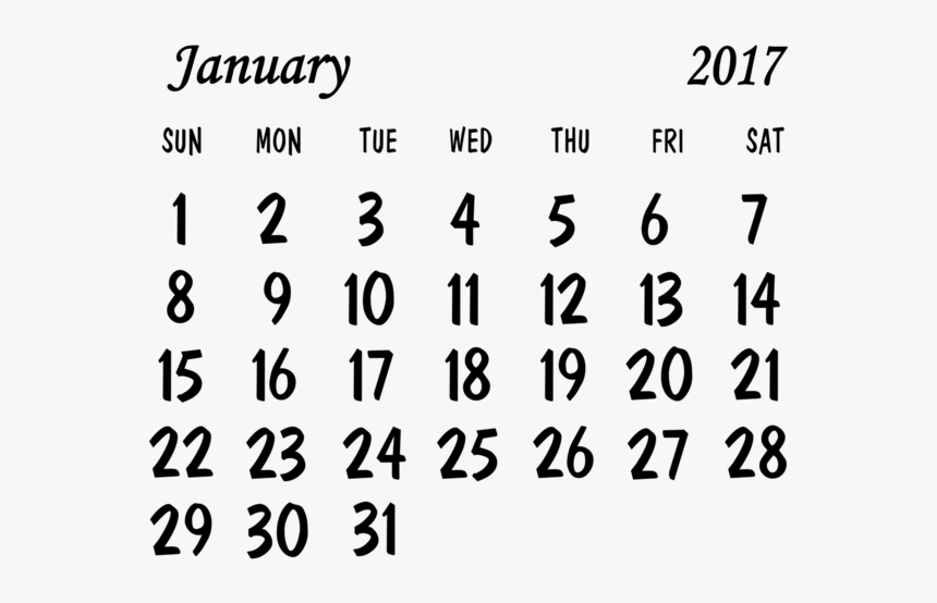 January Calendar Transparent Background, HD Png Download, Free Download
