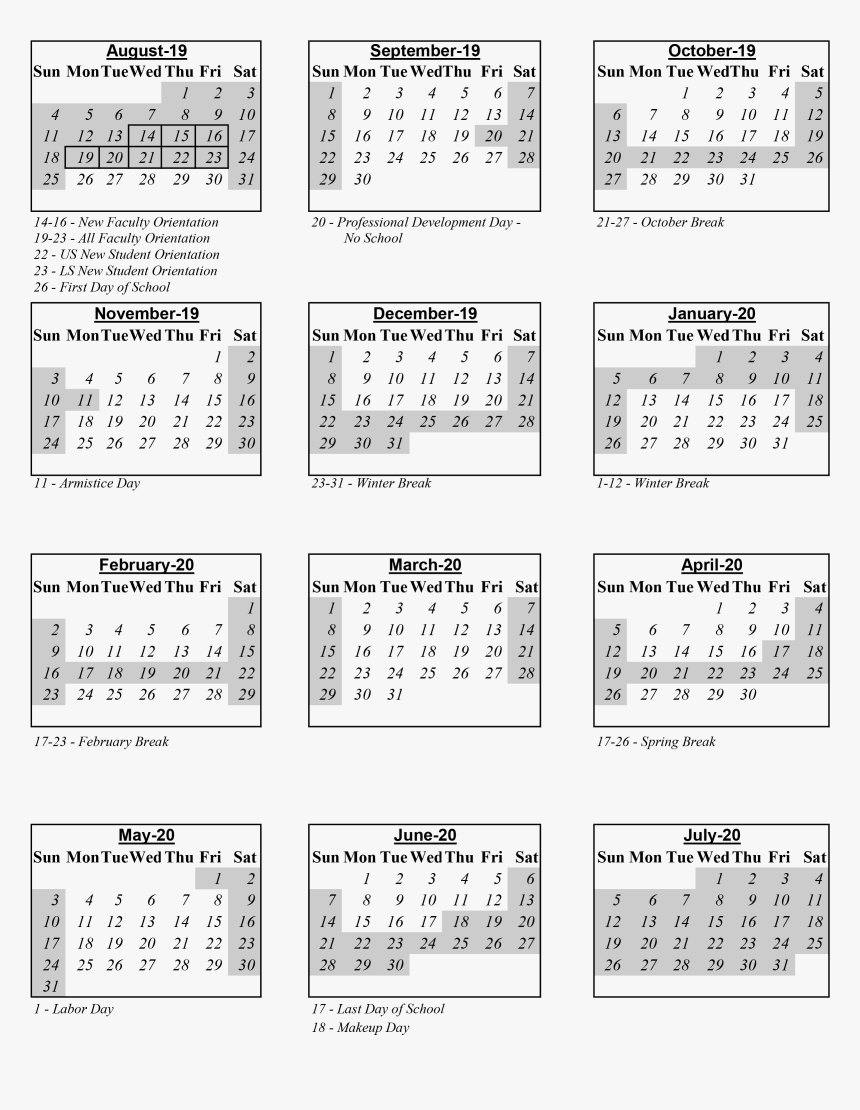 Winter 2019 2020 Calendar, HD Png Download, Free Download