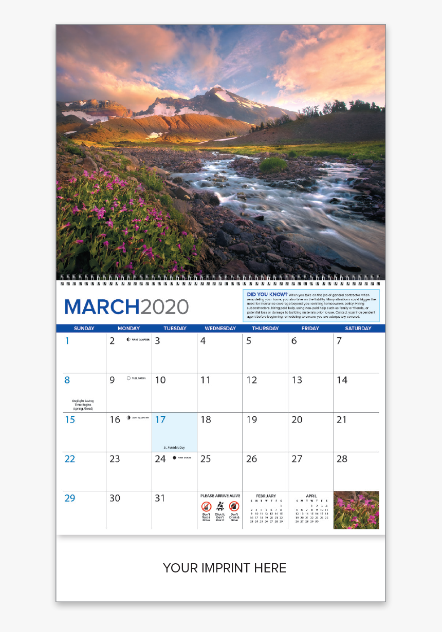 Picture Of Trusted Choice® Custom Scenic Wall Calendar - Mountain River, HD Png Download, Free Download