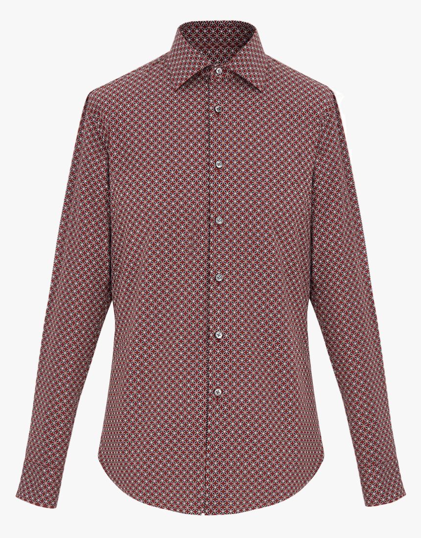 Pomegranate-coloured Stretch Cotton Shirt With Geometric - Blouse, HD ...