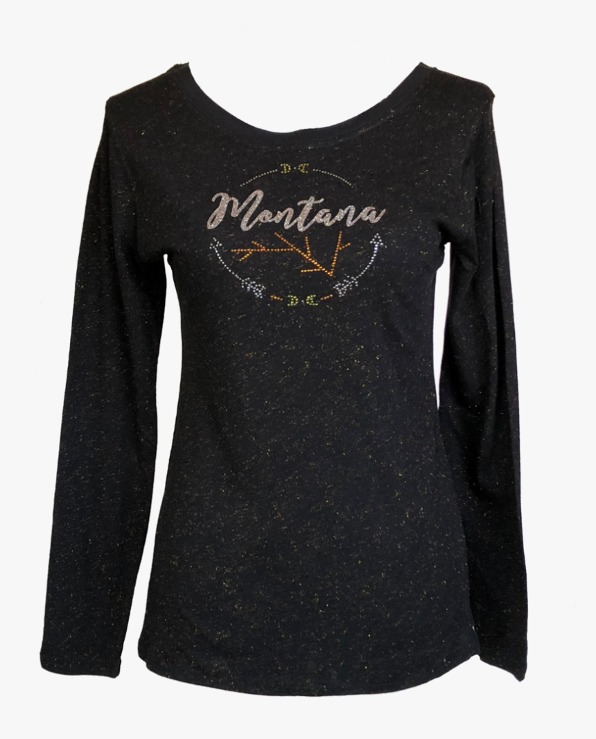Ladies Black And Gold Sparkle Shirt - Long-sleeved T-shirt, HD Png Download, Free Download