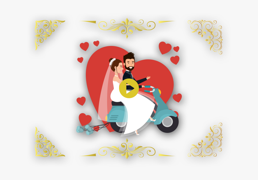 Slider Images - Vector Couple On Motorcycle, HD Png Download, Free Download