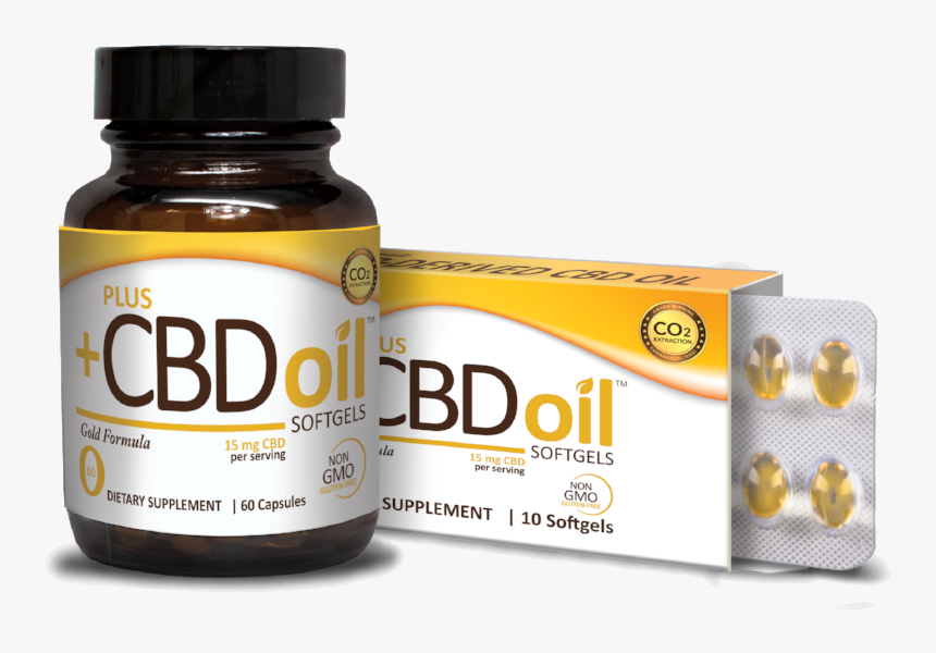 Pluscbd Oil™ Gold Softgels Group Shot - Plus Cbd Oil Gold Softgels, HD Png Download, Free Download