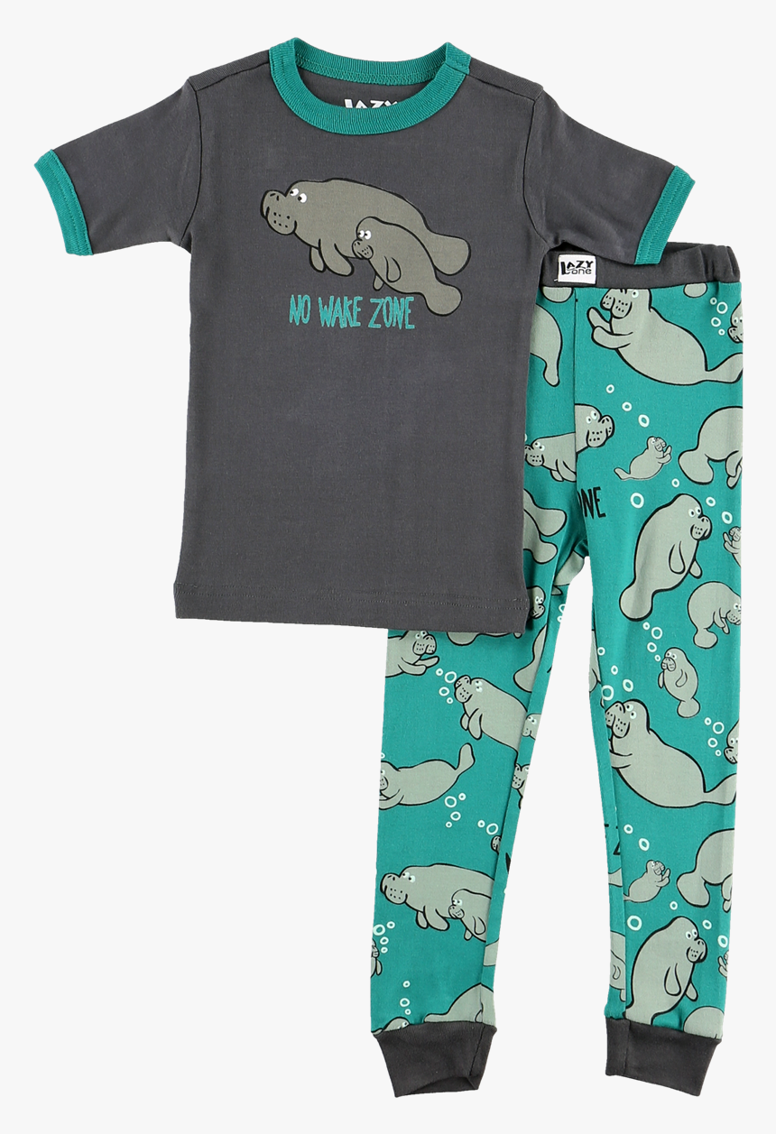 Children"s No Wake Zone Manatee Pajama Sleep Set At - Lazy One Manatee Pajamas, HD Png Download, Free Download