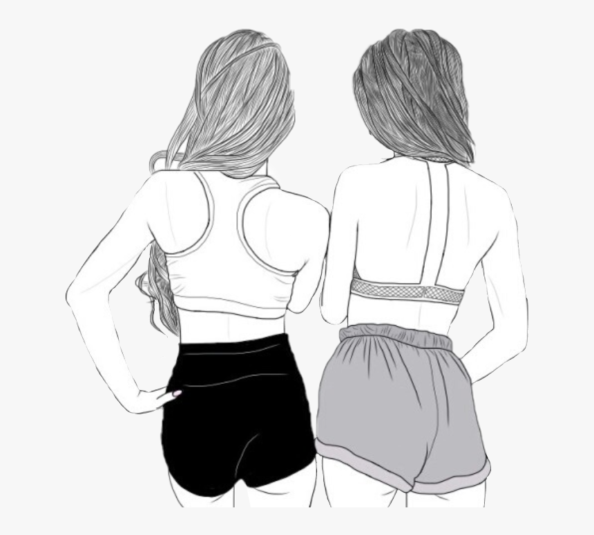 Drawings Bff , Png Download - Drawings Of Girls Best Friends, Transparent Png, Free Download