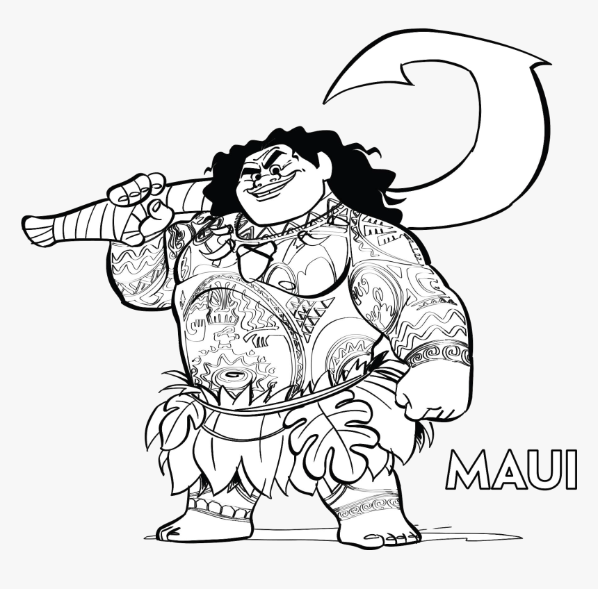 Transparent Moana Pua Clipart - Maui's Hook Moana Colouring Page, HD Png Download, Free Download