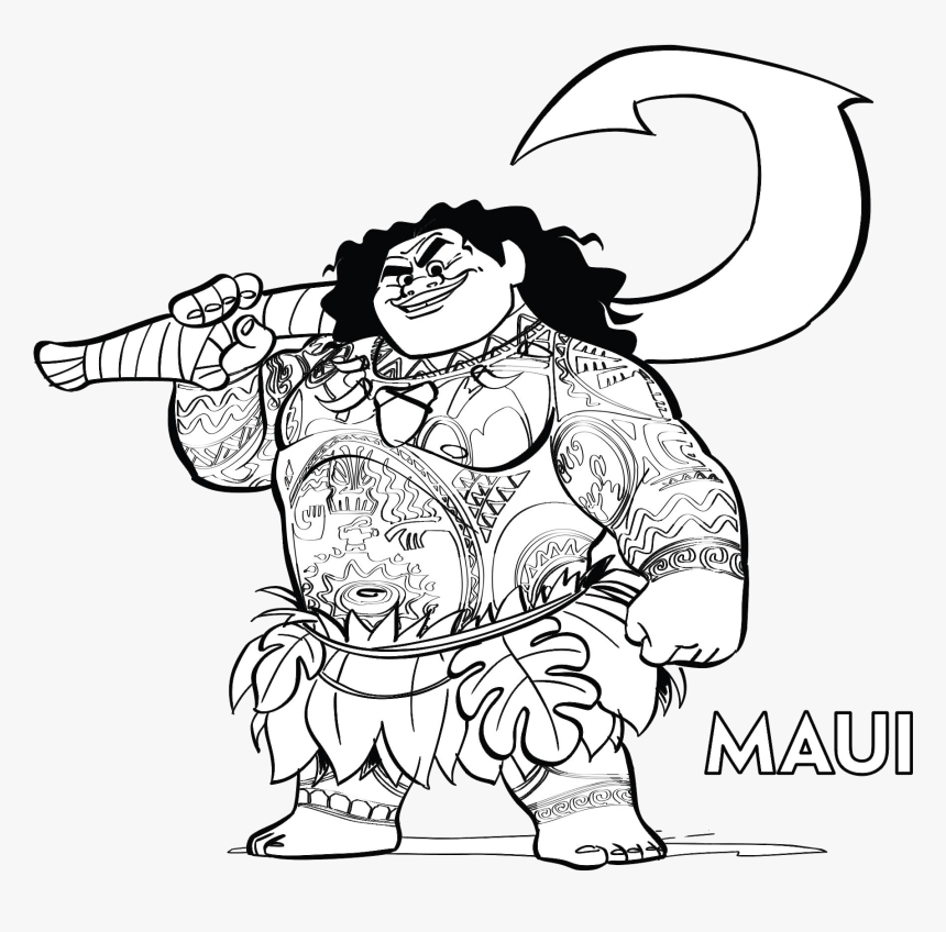 Transparent Moana Pua Clipart Maui S Hook Moana Colouring Page Hd Png Download Kindpng