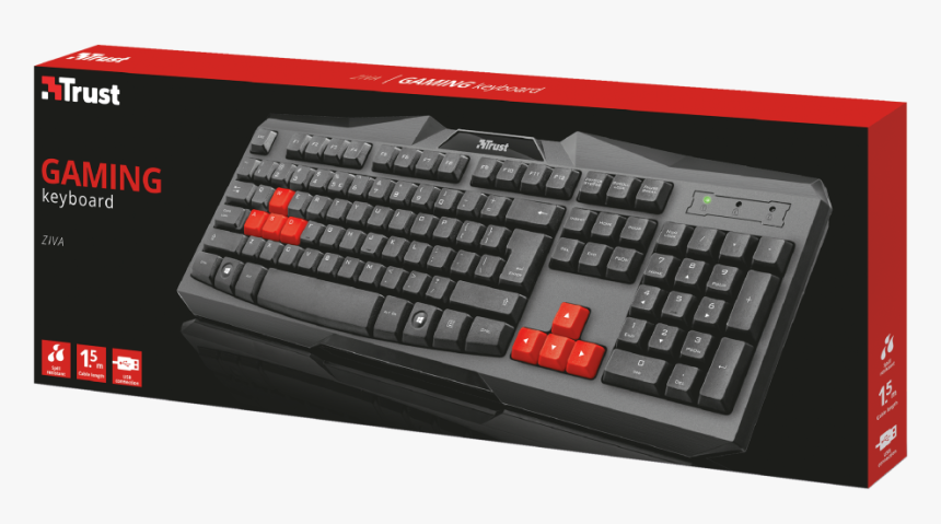 Ziva Gaming Keyboard - Trust Keyboard Ziva Gaming, HD Png Download, Free Download